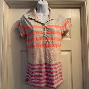Aéropostale Striped Polo Shirt in Gray and Pink